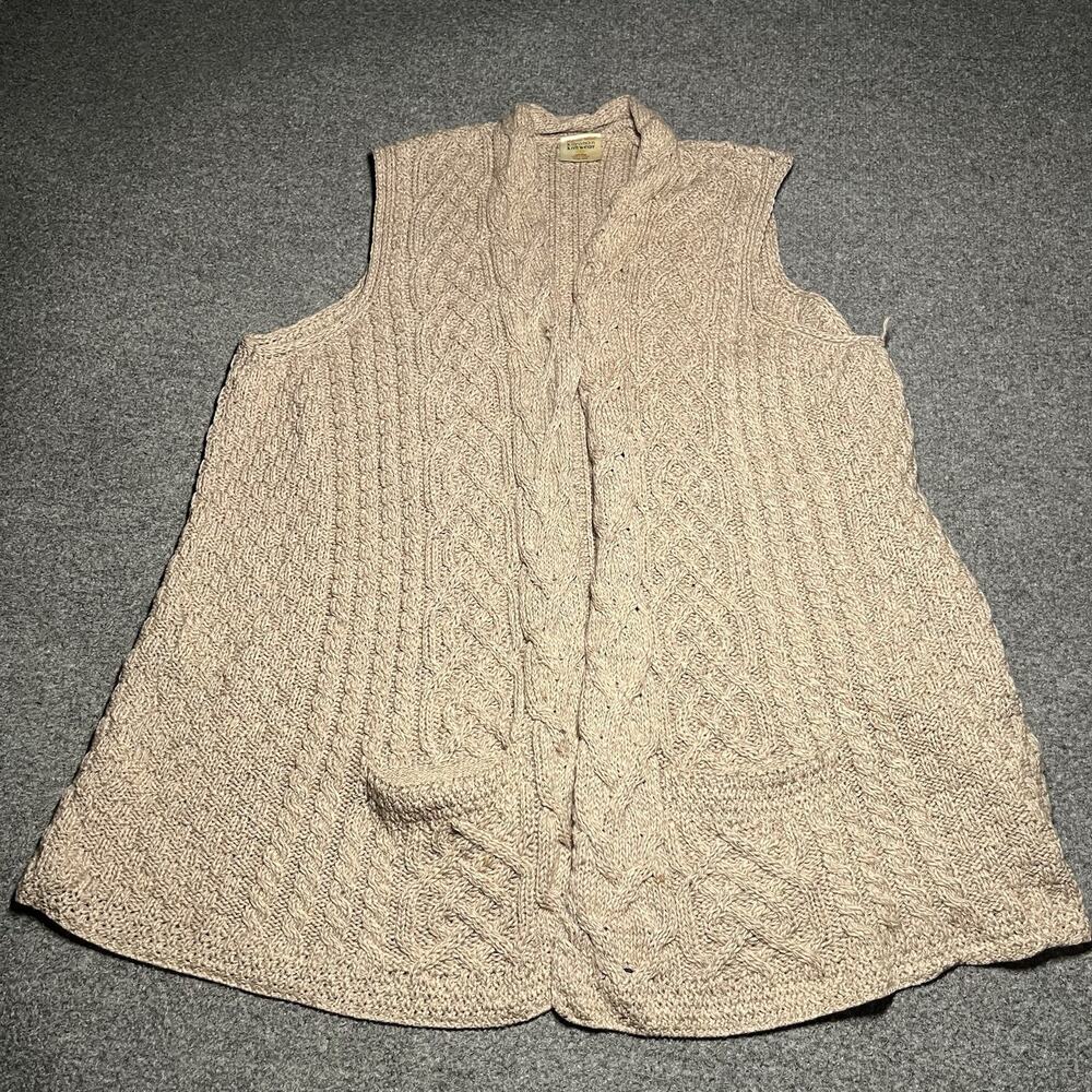 Kilronan Ireland Sweater Womens XXL 100% Merino Wool Beige Fisherman Knit